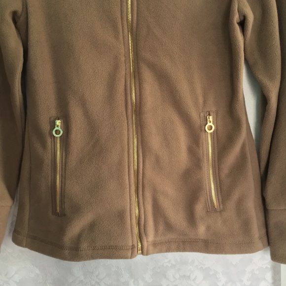 NWT Calvin Klein Tan Brown Gold Fleece Zip Up - Picture 5 of 7